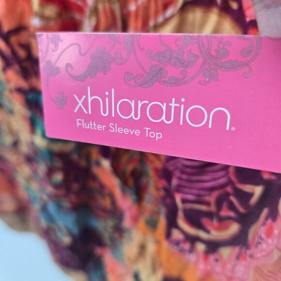 Xhilaration 2007 Y2K Boho Flutter Sleeve 100% Cotton Blouse Size Large - Picture 7 of 14